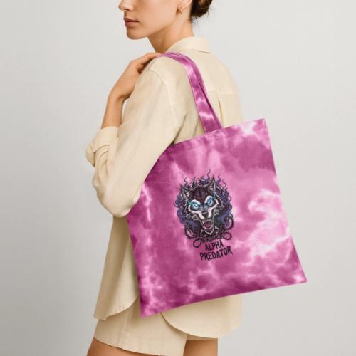 Alpha Predator Wolf Fierce Neon Eyes - Tie Dye Tote Bag