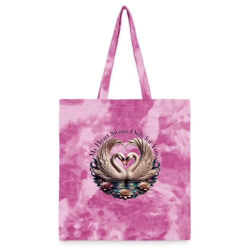 My Heart Swims Only for You Swan Heart T-Shirt - Tie Dye Tote Bag