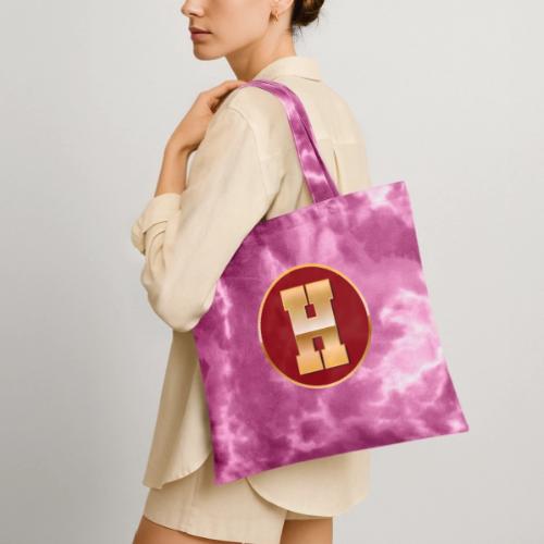 Letter H – Capital Varsity Alphabet Monogram - Tie Dye Tote Bag