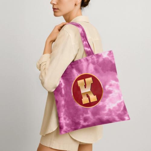 Letter K – Capital Varsity Alphabet Monogram - Tie Dye Tote Bag