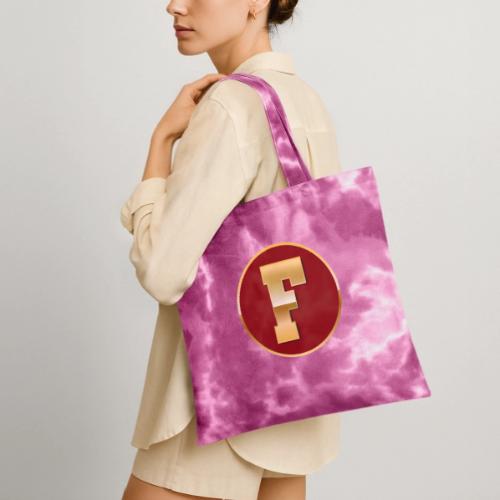 Letter F – Capital Varsity Alphabet Monogram - Tie Dye Tote Bag