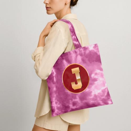 Letter J – Capital Varsity Alphabet Monogram - Tie Dye Tote Bag