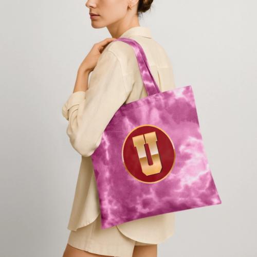 Letter U – Capital Varsity Alphabet Monogram - Tie Dye Tote Bag