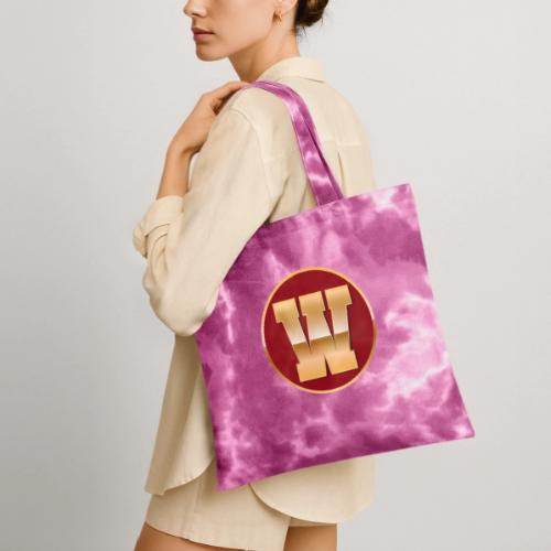 Letter W – Capital Varsity Alphabet Monogram - Tie Dye Tote Bag