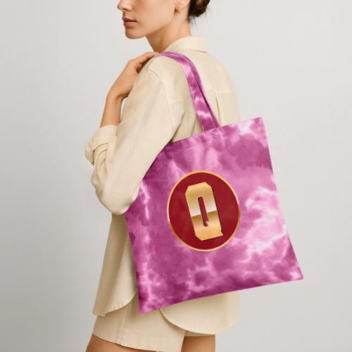 Letter Q – Capital Varsity Alphabet Monogram - Tie Dye Tote Bag