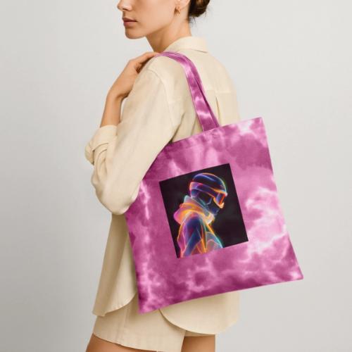 Snowboarding: Neon Gravity Ride - Tie Dye Tote Bag