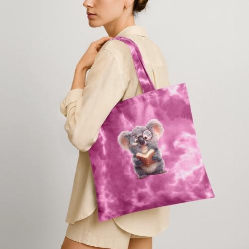 3D Gamer Koala Cozy Cartoon Design - Tie Dye Tote Bag