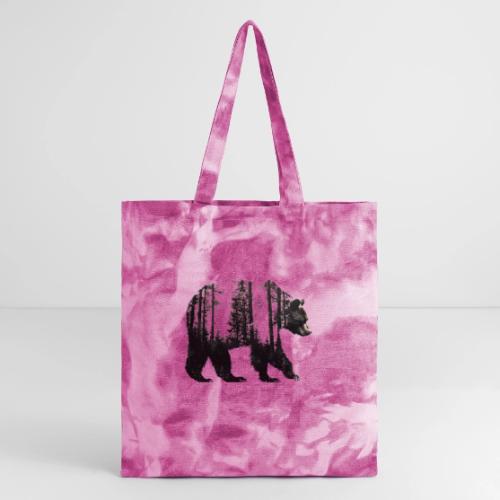 Evergreen Bear Silhouette - Tie Dye Tote Bag