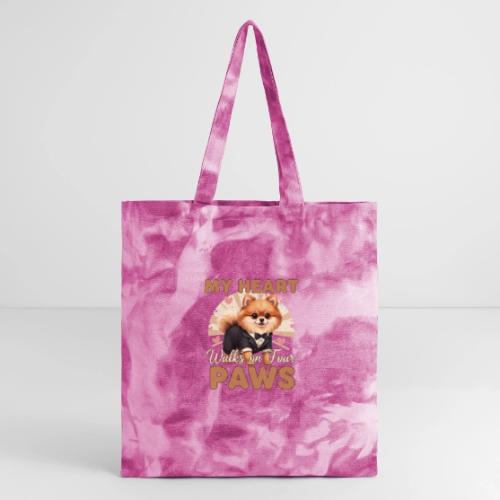 My Heart Walks on Four Paws – Pomeranian tee - Tie Dye Tote Bag