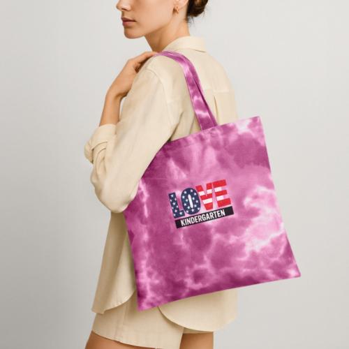 Love Kindergarten Patriotic Graduation - Tie Dye Tote Bag