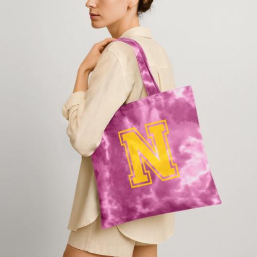 Letter N – Capital Athletic Alphabet Monogram - Tie Dye Tote Bag
