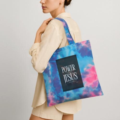 Jesus Power: Conquer Fearlessly - Tie Dye Tote Bag