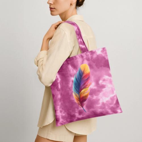 Rainbow Flight Feather - Tie Dye Tote Bag