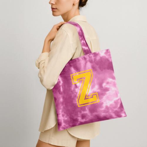 Letter Z – Capital Athletic Alphabet Monogram - Tie Dye Tote Bag