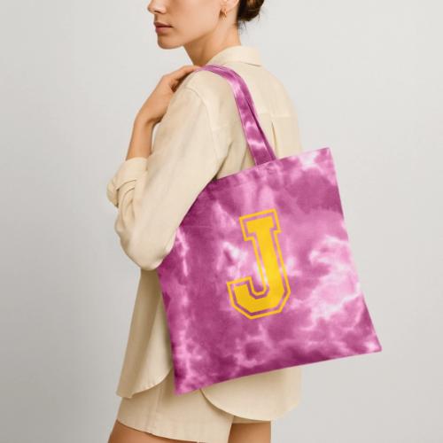 Letter J – Capital Athletic Alphabet Monogram - Tie Dye Tote Bag
