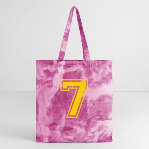 Number 7 in a classic athletic collegiate font - Tie Dye Tote Bag