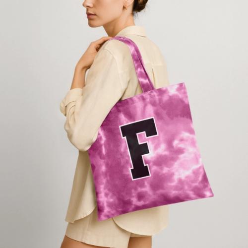 Varsity Letter F Athletic Monogram - Tie Dye Tote Bag