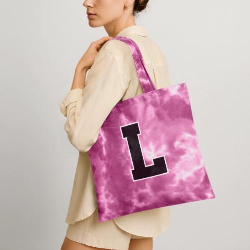 Varsity Letter L Athletic Monogram - Tie Dye Tote Bag