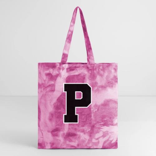 Varsity Letter P Athletic Alphabet Design - Tie Dye Tote Bag