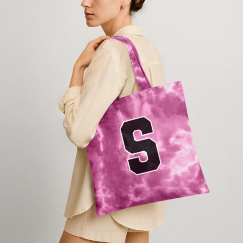 Varsity Letter S Collegiate Alphabet Art - Tie Dye Tote Bag