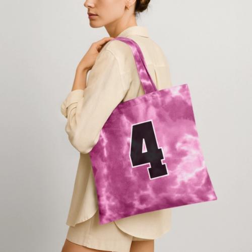 Varsity Number 4 College Style - Tie Dye Tote Bag