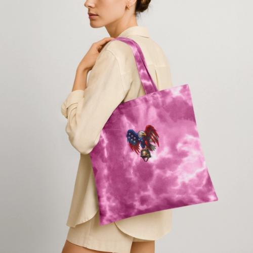 American Flag Bald Eagle - Helmet - Tie Dye Tote Bag