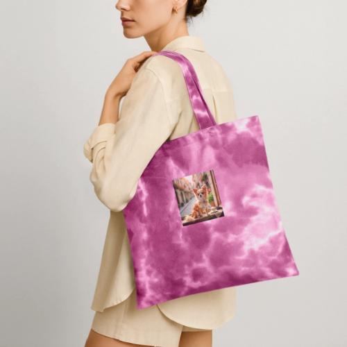 Morning coffee Chihuahua - Tie Dye Tote Bag