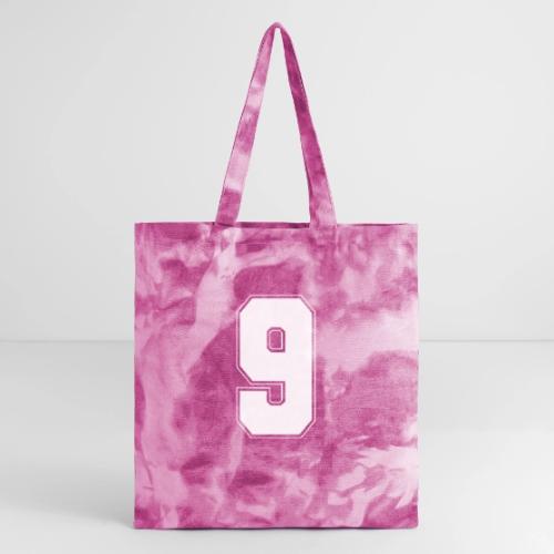 White Number 9 – Varsity Font - Tie Dye Tote Bag