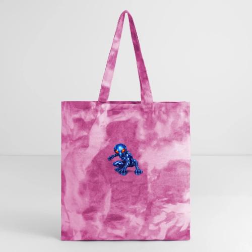 Blue Alien Crouch - Tie Dye Tote Bag