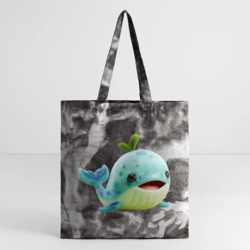 Playful Green-Blue Baby Whale - Tie Dye Tote Bag