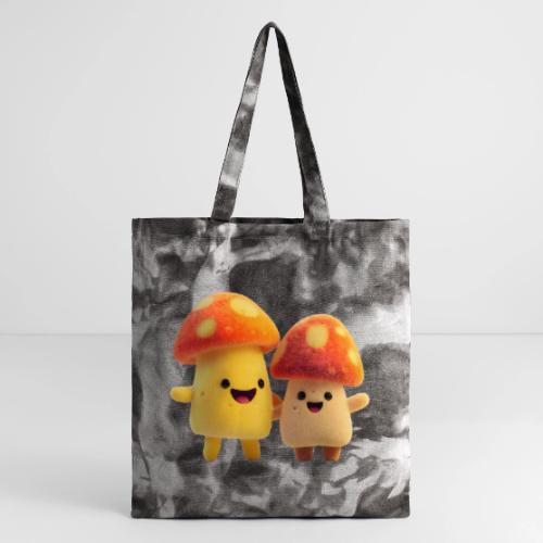 Joyful Cartoon Mushroom Duo - Tie Dye Tote Bag