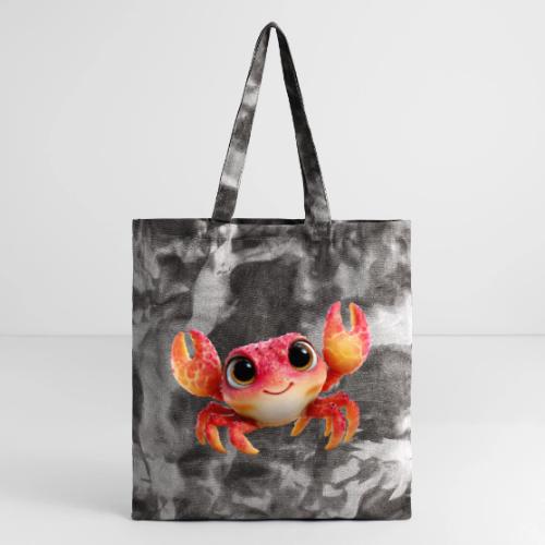 Cheerful Red Baby Crab Character - Tie Dye Tote Bag