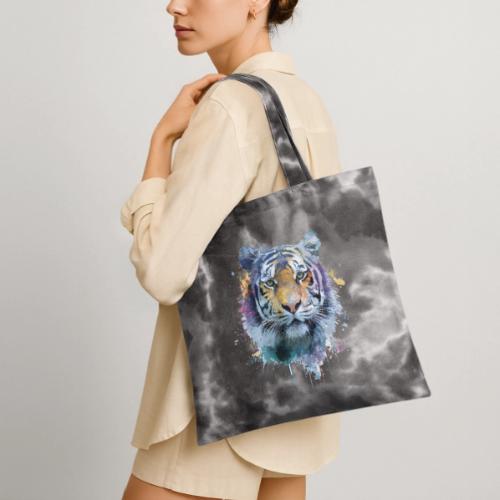 Splash-Art Tiger Face - Tie Dye Tote Bag