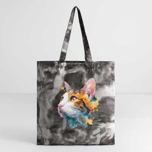 Cat: Feline Ink Burst - Tie Dye Tote Bag
