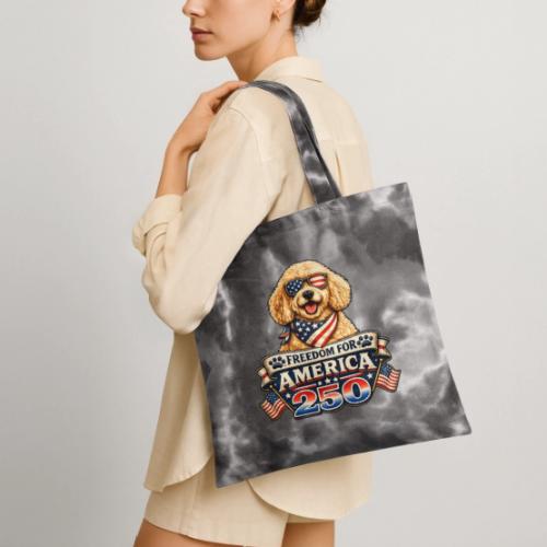 Freedom For America 250 Patriotic Goldendoodle - Tie Dye Tote Bag