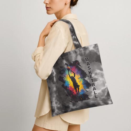 High Energy Basketball Paint Splatter Art - Tie Dye Tote Bag