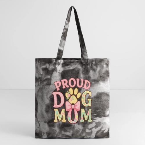 Proud Dog Mom Floral Paw Bow - Tie Dye Tote Bag