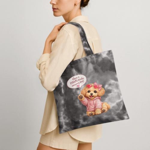 Have a PAWS-itively Amazing Day - Tie Dye Tote Bag
