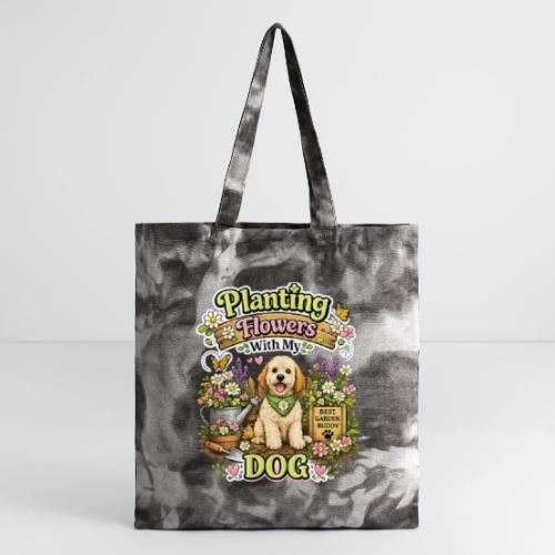 Planting Flowers With My Dog - Tie Dye Tote Bag