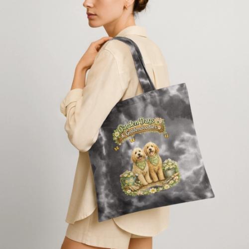 Garden Days & Goldendoodles Cozy Dog Lovers Design - Tie Dye Tote Bag