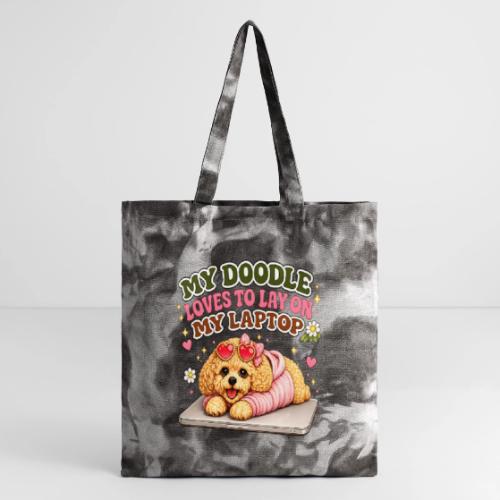 My Laptop Belongs to My Doodle - Tie Dye Tote Bag