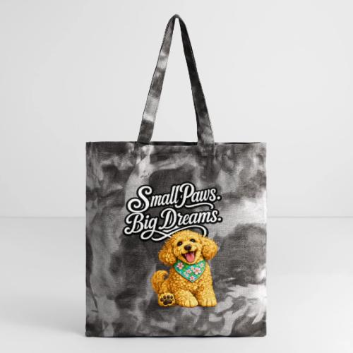 Small Paws Big Dreams Goldendoodle Puppy - Tie Dye Tote Bag