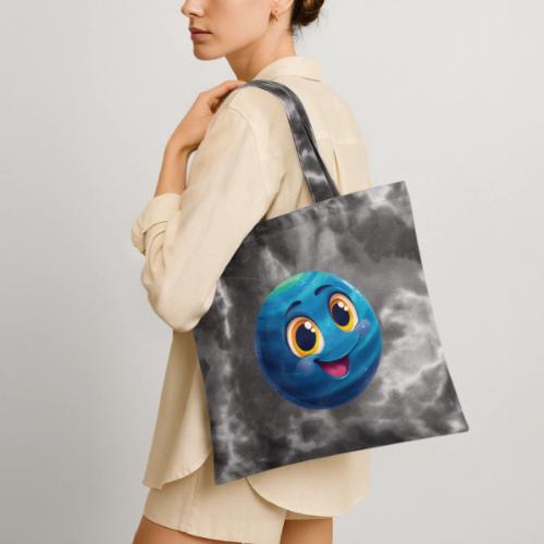 Smiling Blue Planet - Tie Dye Tote Bag