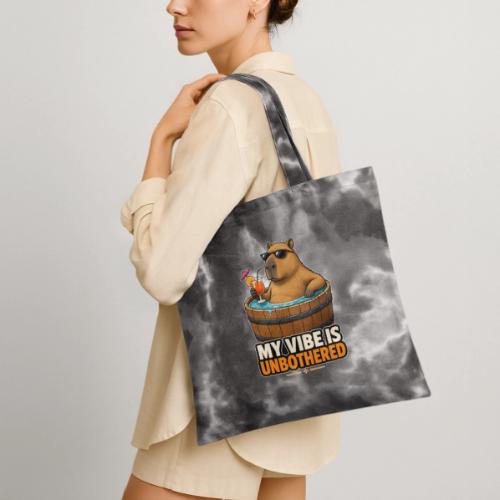 Unbothered Beaver in Wooden Tub - Tie Dye Tote Bag