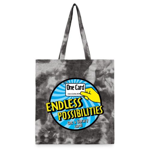 One Card, Endless Possibilities-Get a Library Card - Tie Dye Tote Bag
