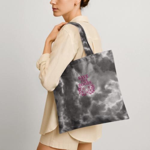 Save the boobs floral - Tie Dye Tote Bag