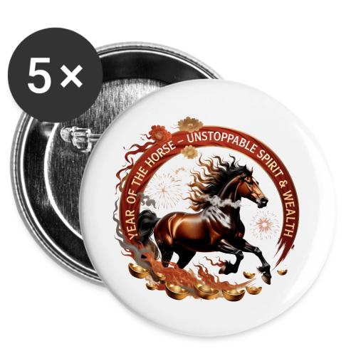 Year of the Horse Fiery Spirit T Shirt, Lunar New -  Buttons 3 ( 5-pack)