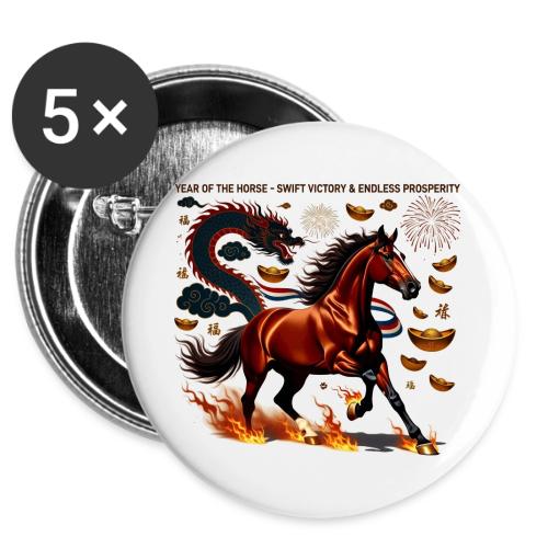 Year of the Horse Victory T Shirt, Lunar New Year -  Buttons 3 ( 5-pack)