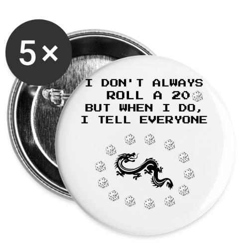 I Don't Always Roll a 20 D&D T-Shirt | Retro 8-Bit -  Buttons 3 ( 5-pack)