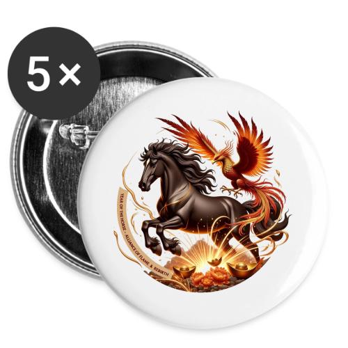 Year of the Horse Phoenix T Shirt, Lunar NY Gift -  Buttons 3 ( 5-pack)
